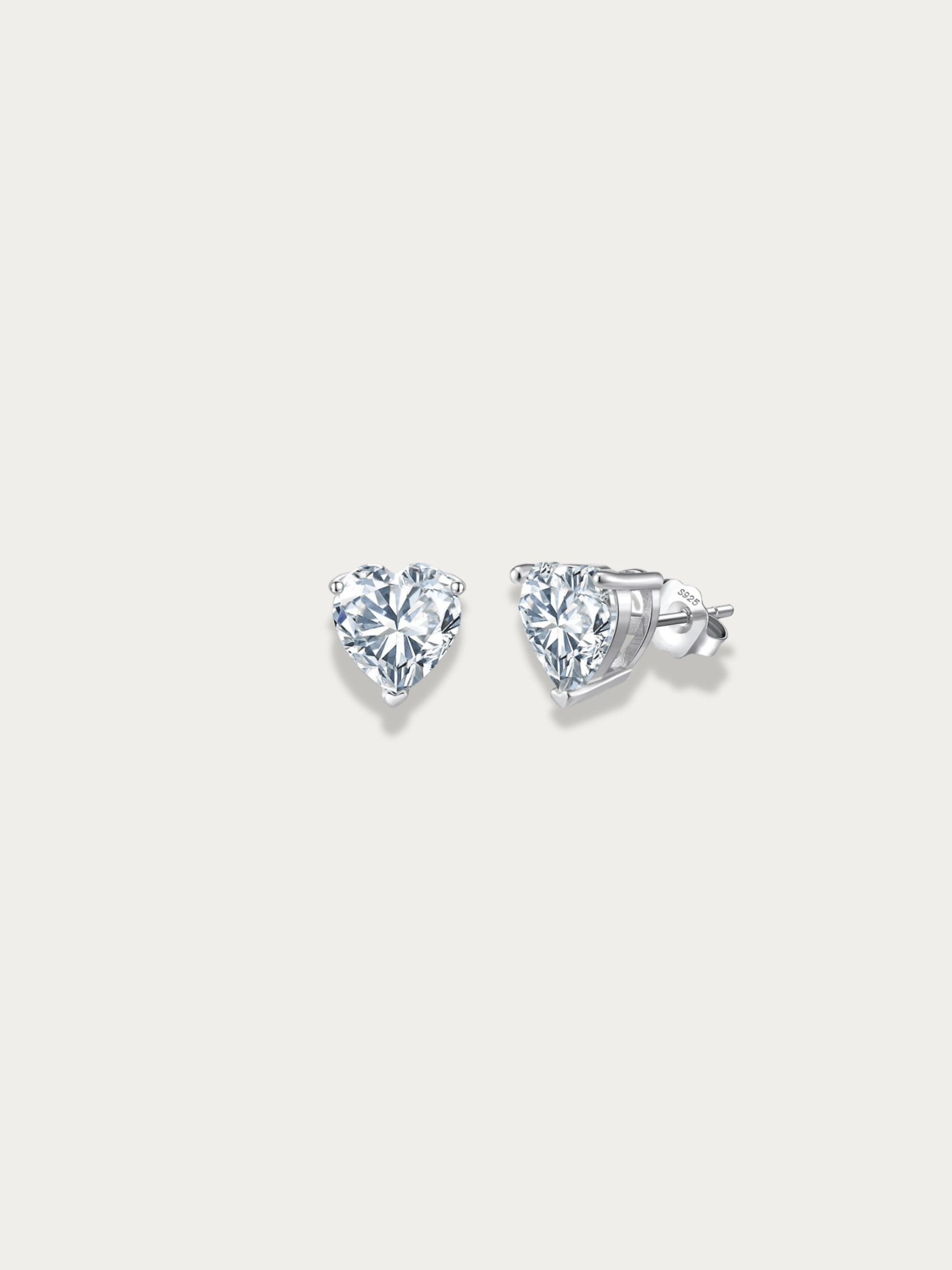 MNML Amoura Eternal Brilliance Stud Earrings Heart Cut in 925 silver — front view, heart stud earrings Malaysia