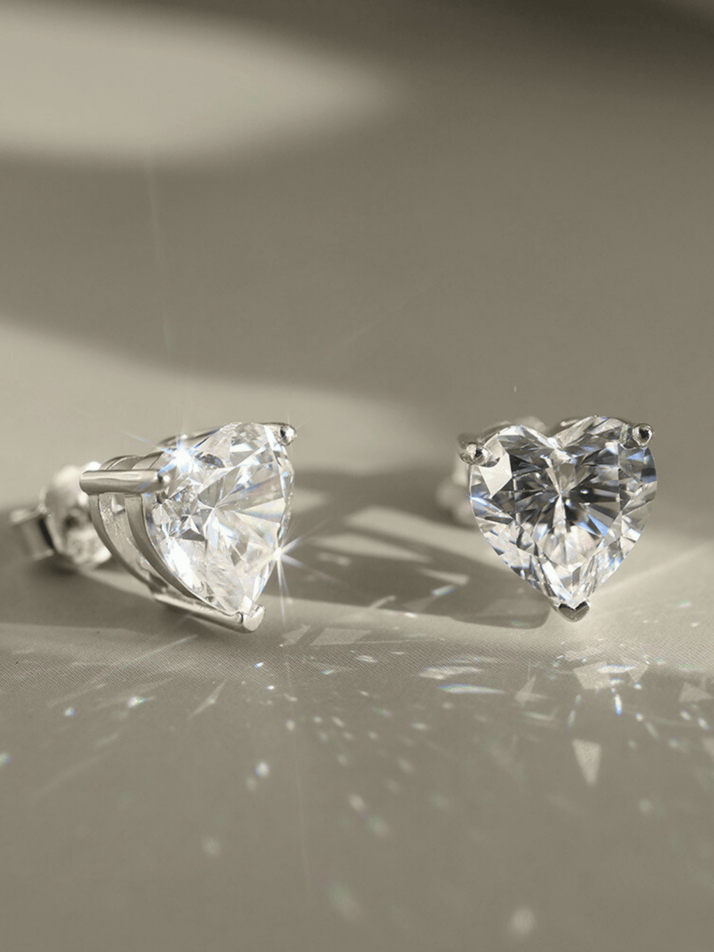 Heart silhouette detail on MNML Amoura Eternal Brilliance Stud Earrings — 5mm heart-cut CZ
