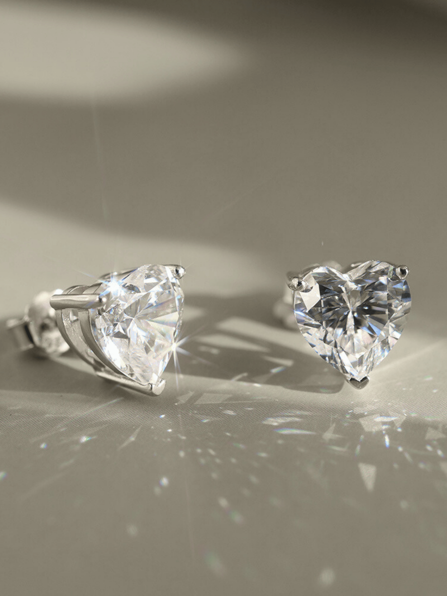 Heart silhouette detail on MNML Amoura Eternal Brilliance Stud Earrings — 5mm heart-cut CZ