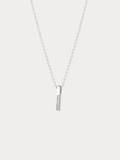 ARDEN Shiny Bar Sterling Silver Necklace with vertical pavé CZ pendant 
