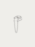 MNML Ari Chain Drop Single Ear Cuff in 925 silver rhodium with CZ — front view, chain drop ear cuff Malaysia