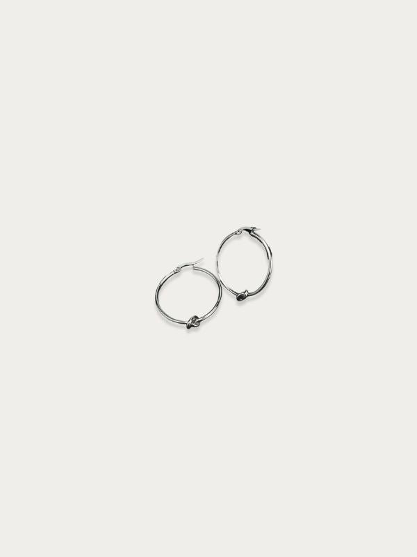 MNML Aria Knot Hoop Earrings in silver titanium — silver knot hoop earrings Malaysia