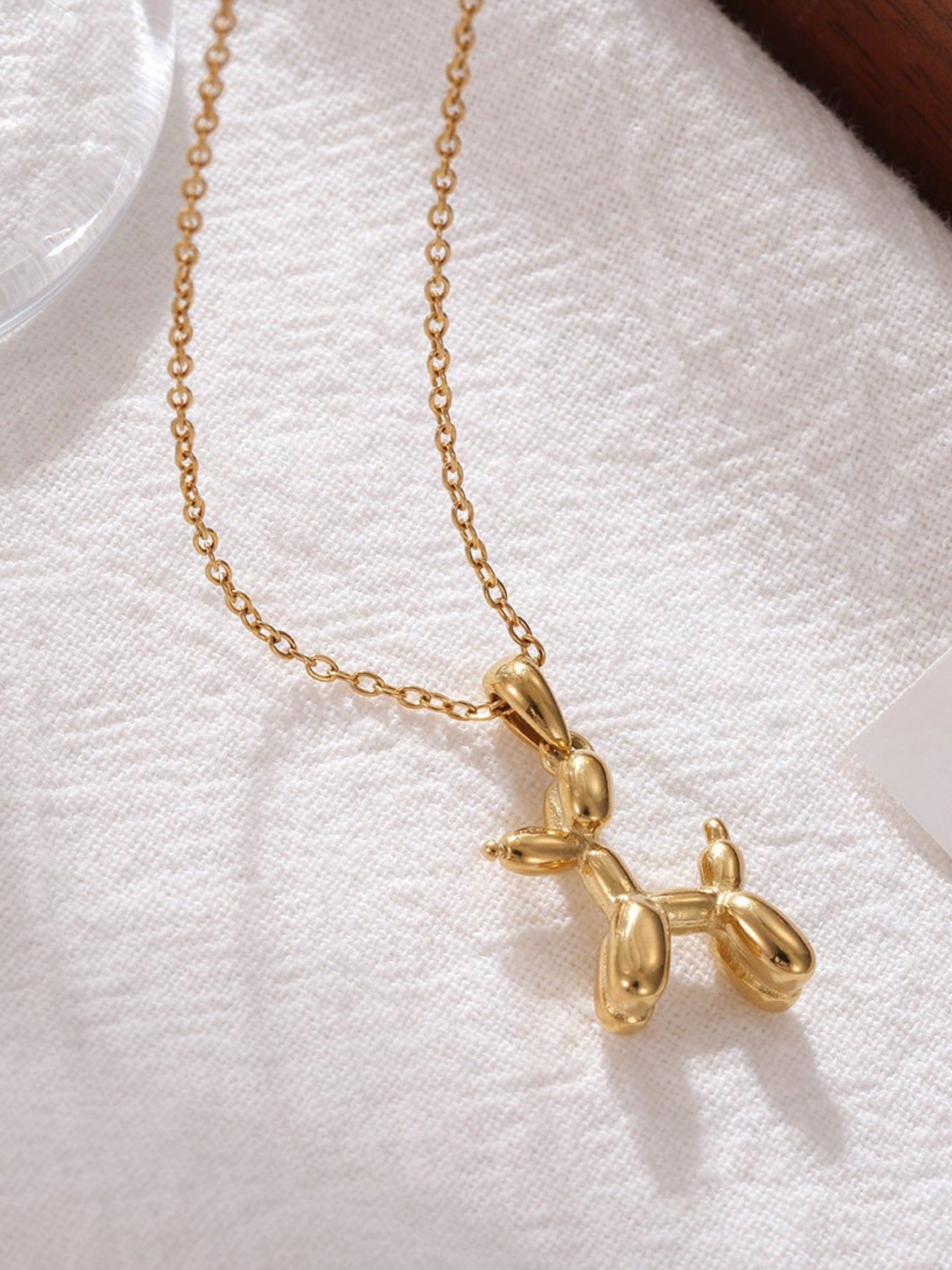 MNML Atelier Balloon Pup Pendant Necklace in titanium gold — gold balloon pup pendant necklace Malaysia