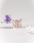 Aurelle Rose Cut Solitaire Necklace in Soft Blush, 925 sterling silver