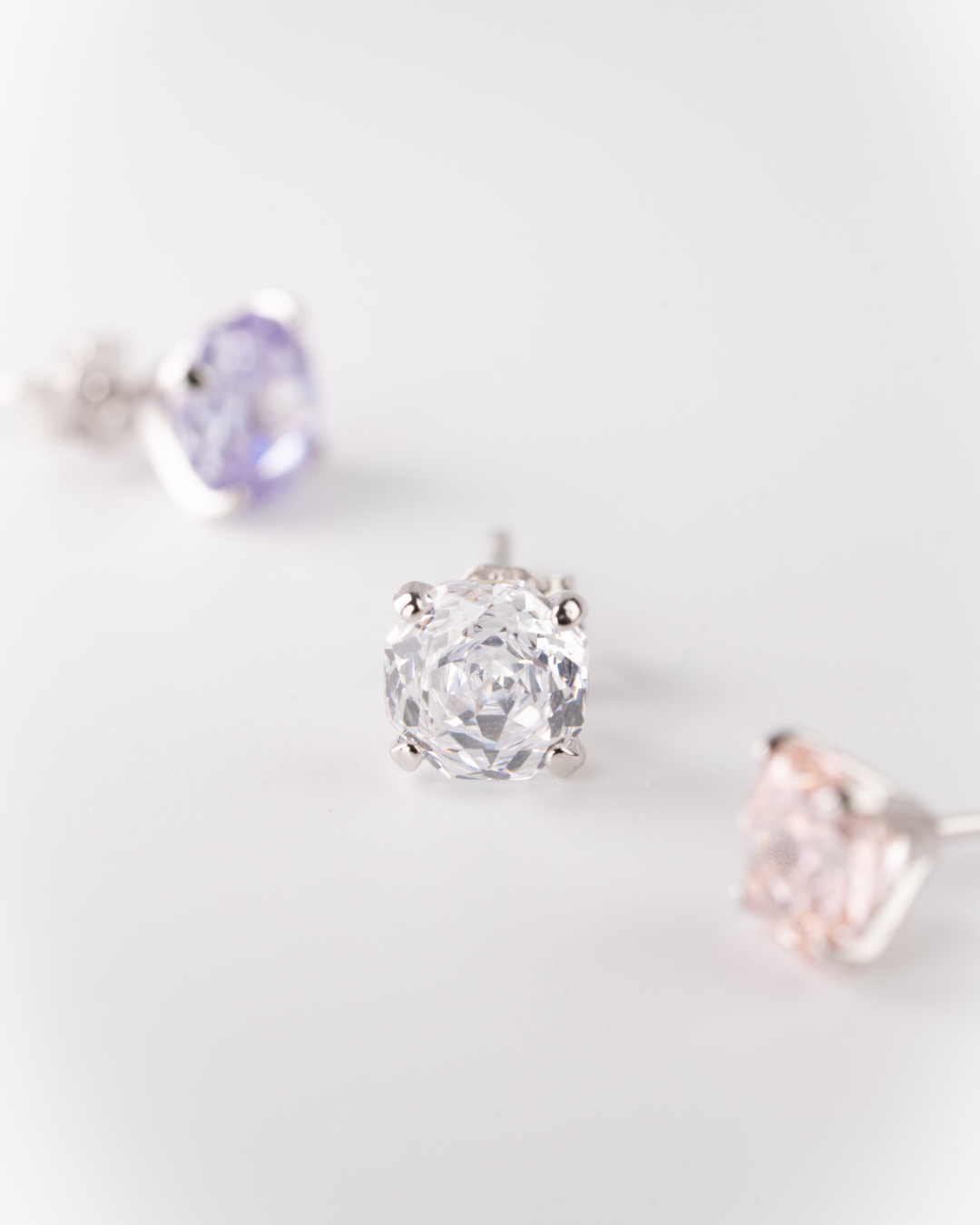 Aurelle Rose Cut Solitaire Stud Earrings in Soft Light tone