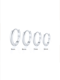 MNML Ayla Essential Huggie size comparison — 6mm, 7mm, 8mm, and 9mm diameter options