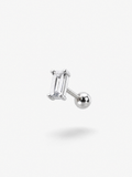 Baguette top close-up on MNML Baguette Stone Single Barbell Stud — 5×3mm CZ baguette detail