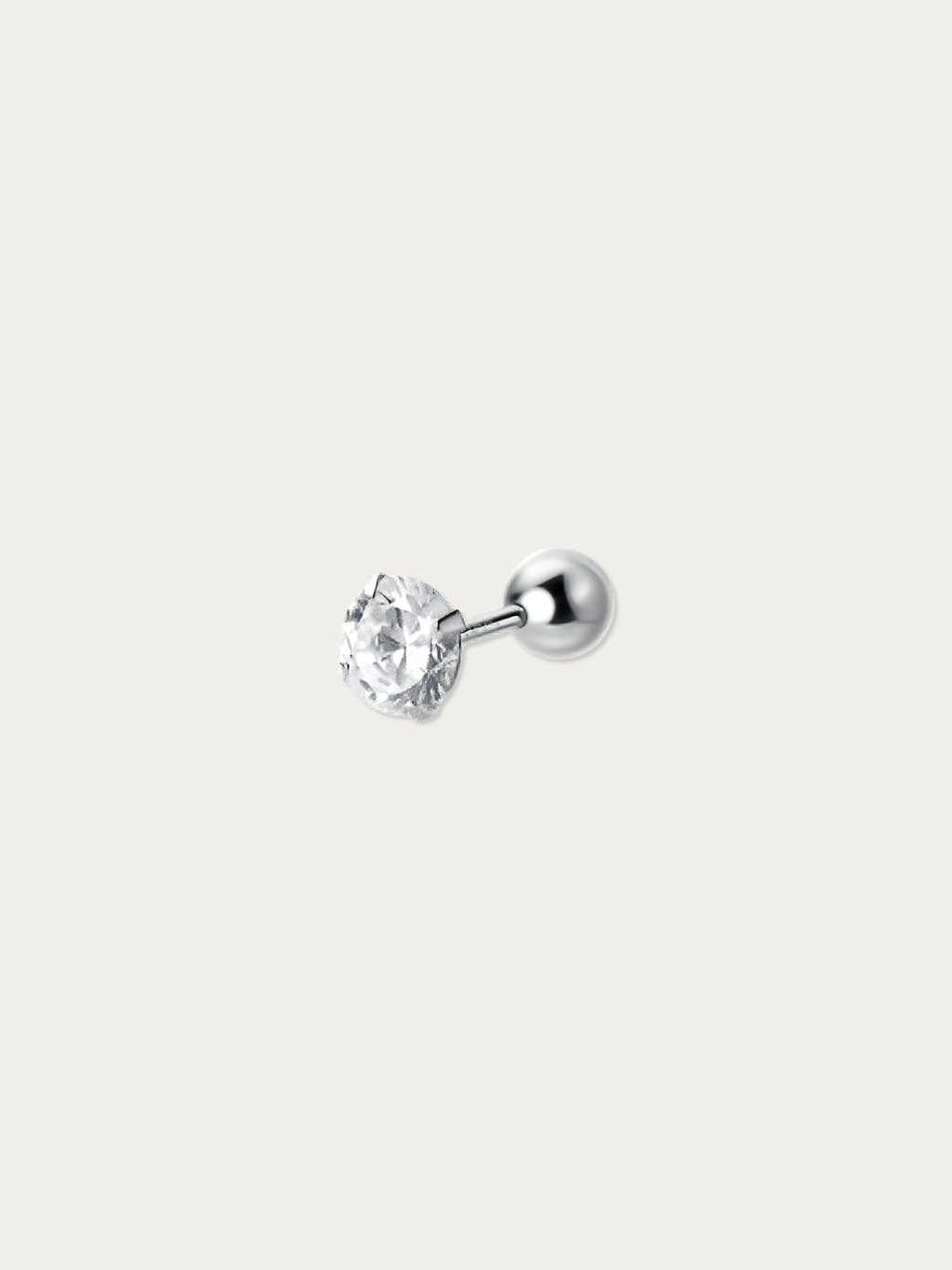 MNML Basic Diamond Single Barbell Stud 3mm in 925 silver — front view, CZ barbell earring Malaysia
