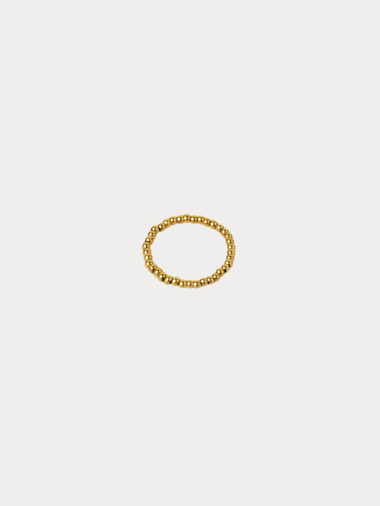 Beaded Elastic Ring in Gold tone stainless steel