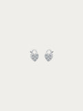 Bella Heart Lock Stud Earrings in white gold plated 925 sterling silver, front view