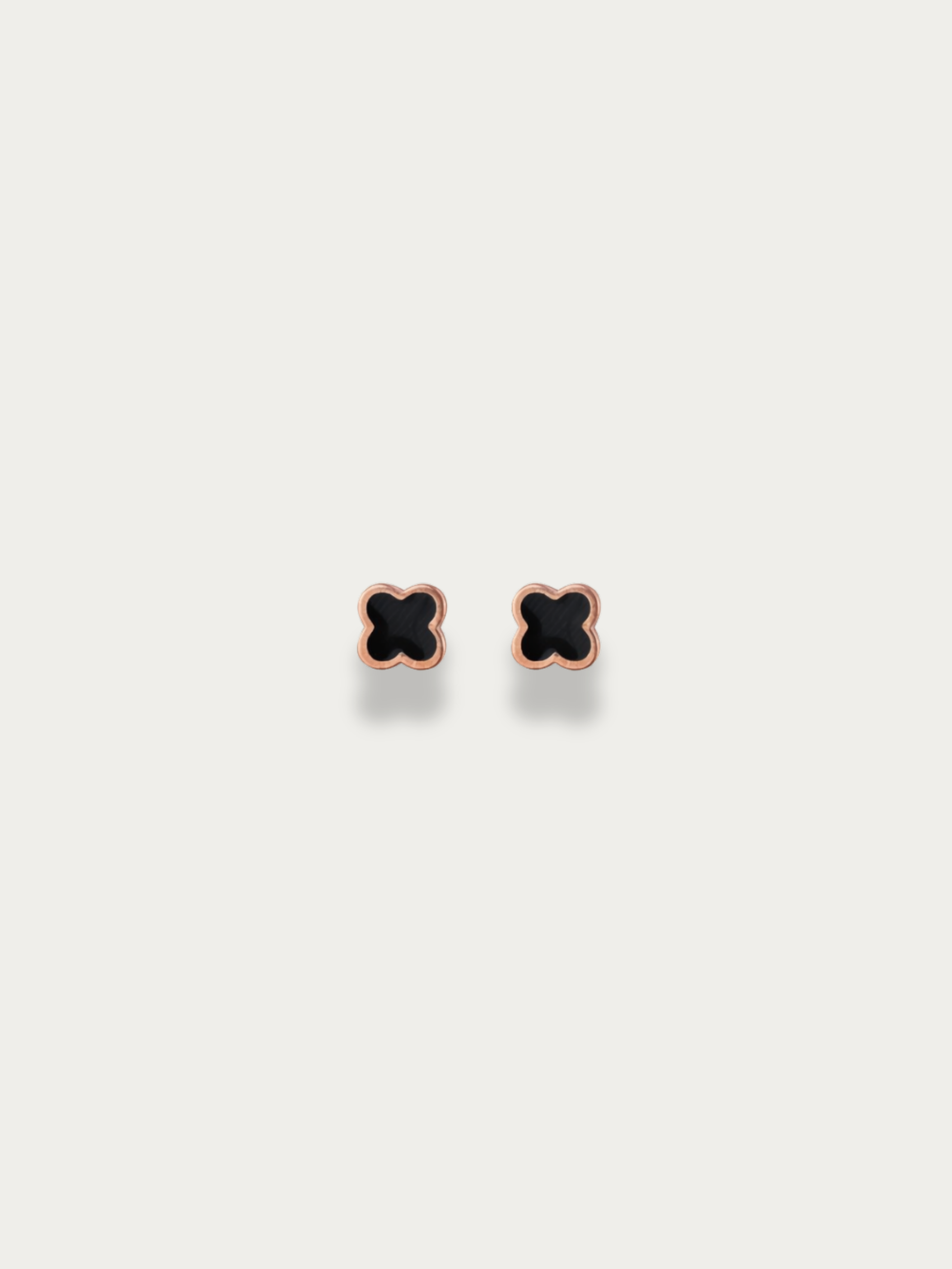 MNML Black Clover Stud Barbell Earrings in titanium rose gold — rose gold clover stud Malaysia