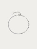 Bloom Trace Semi Tennis Bracelet in rhodium-plated 925 sterling silver, with a CZ tennis line and paperclip chain, front view