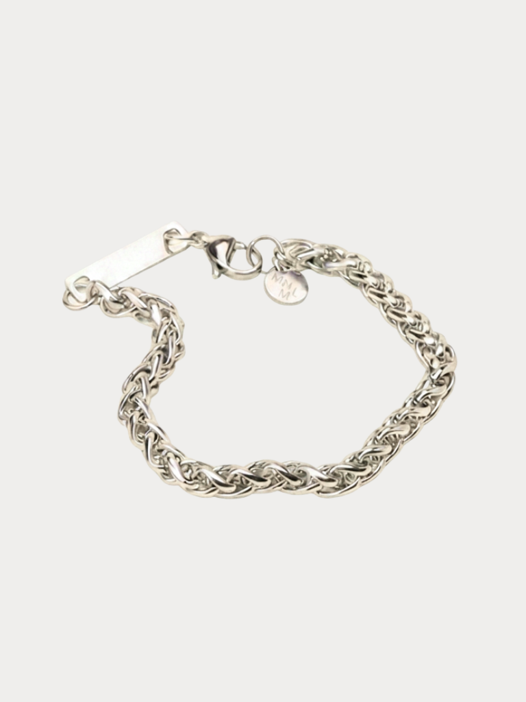 MNML Bold Curb Chain Engravable Bracelet in titanium silver — front view, engravable chain bracelet Malaysia