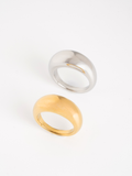 MNML Bold Dome Smooth Ring in silver and gold flat lay — stainless steel dome ring Malaysia