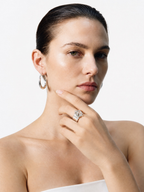 Model wearing MNML Bold Edge Toggle Ring in silver on finger — statement ring everyday Malaysia