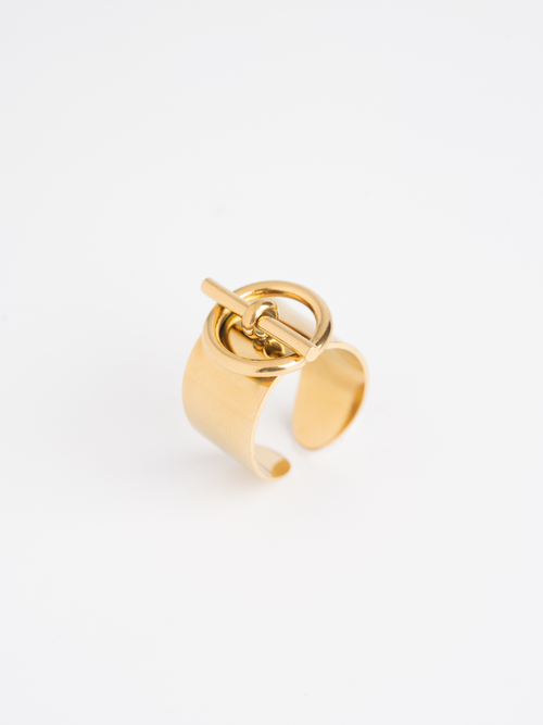MNML Bold Edge Toggle Ring in stainless steel silver — front view, toggle dome ring Malaysia