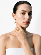 Model wearing MNML Bold Edge Toggle Ring on finger — statement ring everyday Malaysia