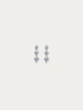 Camey Lush Trio Drop Earrings with three graduated round CZ stones in 925 sterling silver, front view