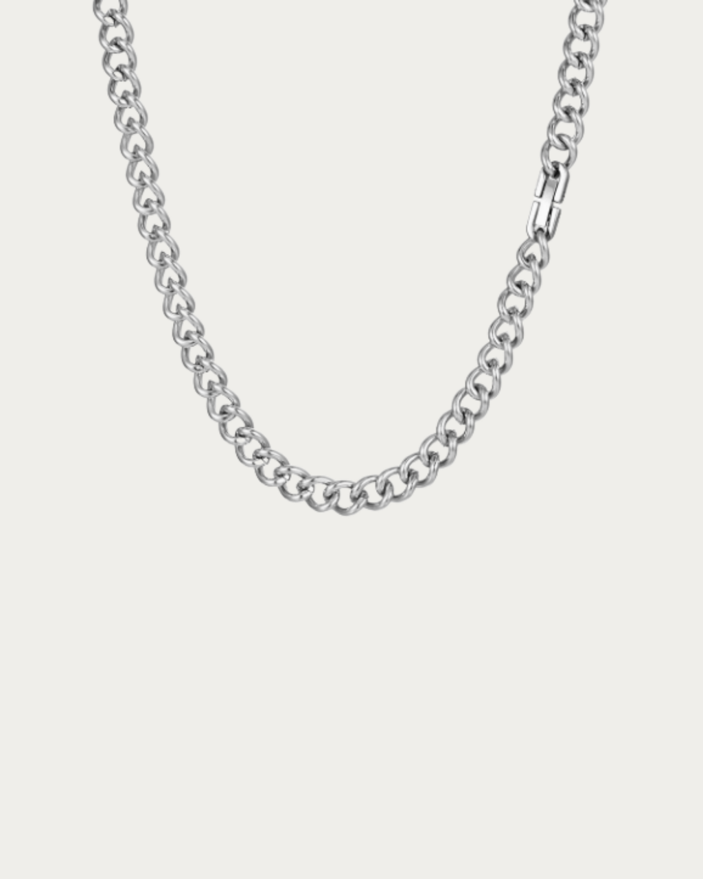 MNML Carter Cuban Chain Necklace in titanium silver — front view, Cuban chain necklace Malaysia