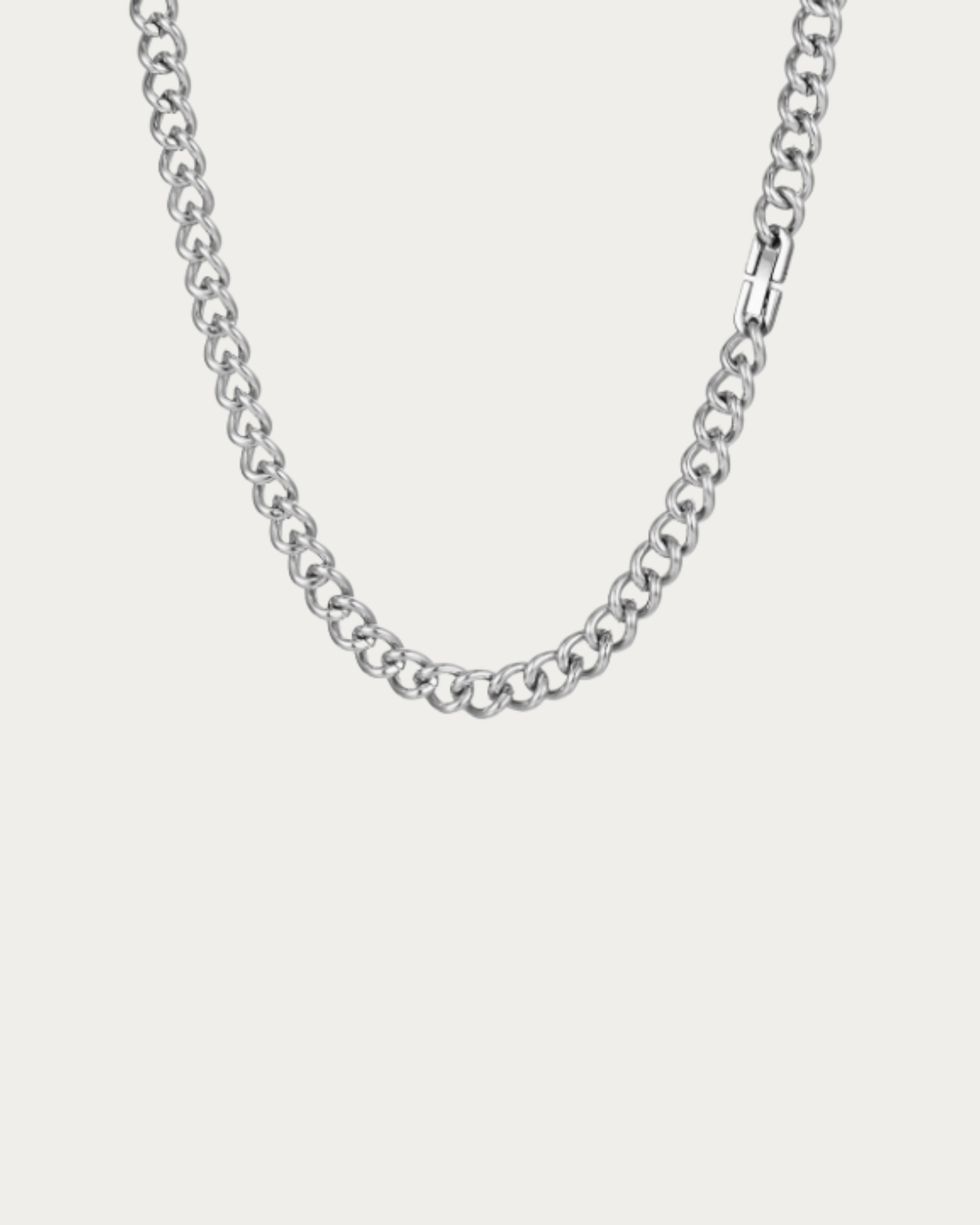 MNML Carter Cuban Chain Necklace in titanium silver — front view, Cuban chain necklace Malaysia