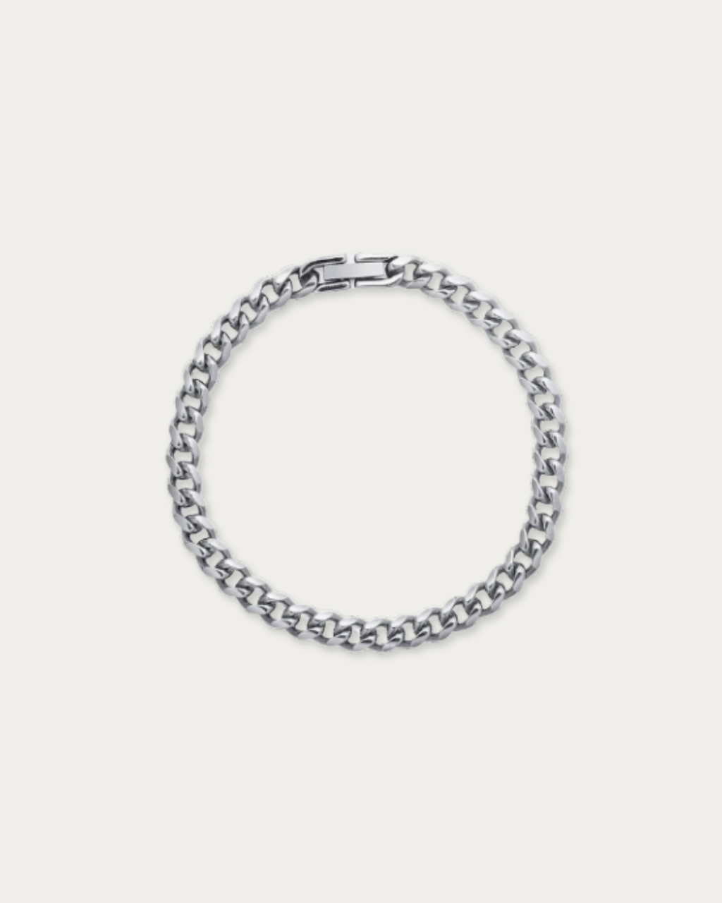 MNML Carter Fold-Over Cuban Chain Bracelet in 316L steel silver — front view, Cuban bracelet Malaysia