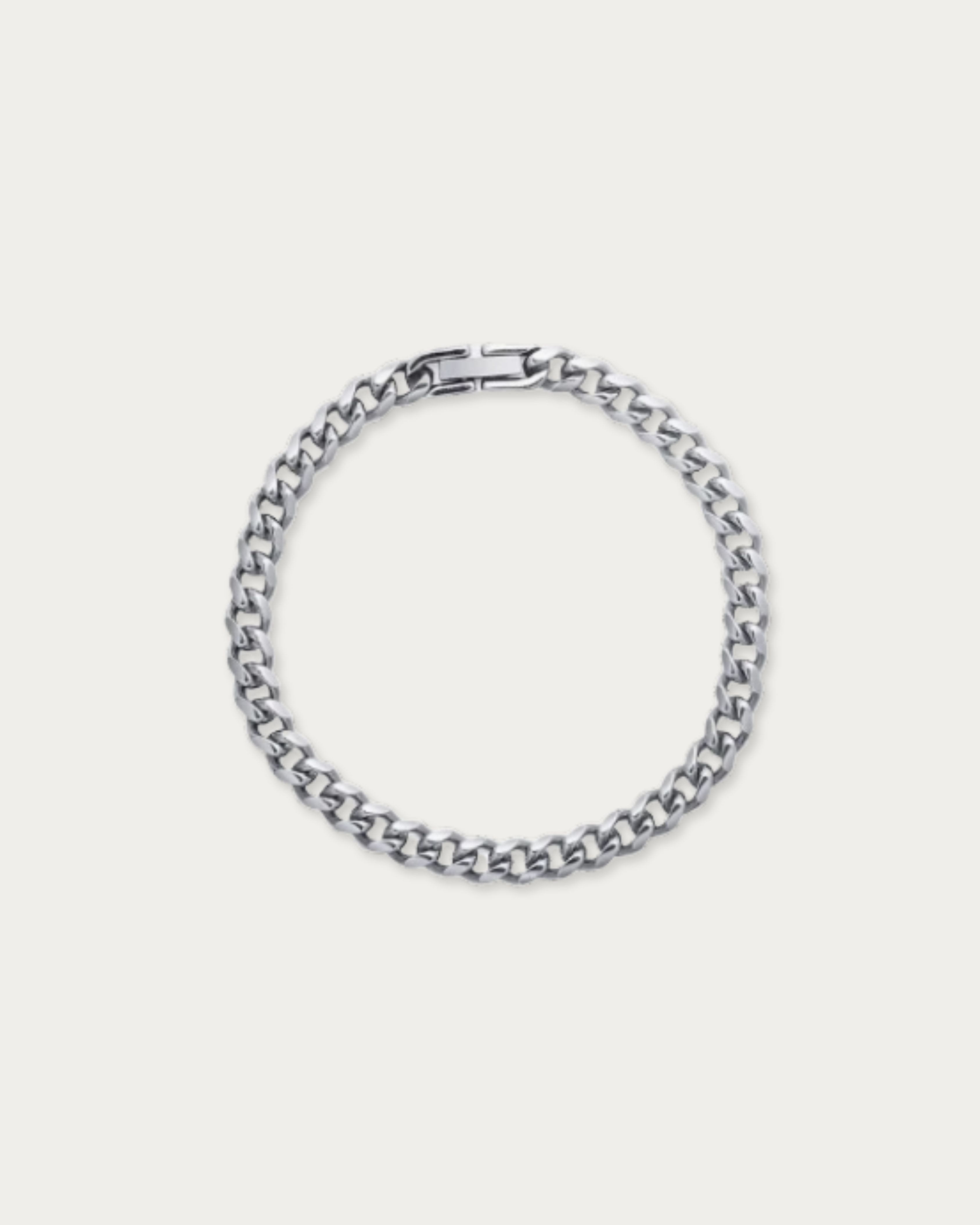 MNML Carter Fold-Over Cuban Chain Bracelet in 316L steel silver — front view, Cuban bracelet Malaysia