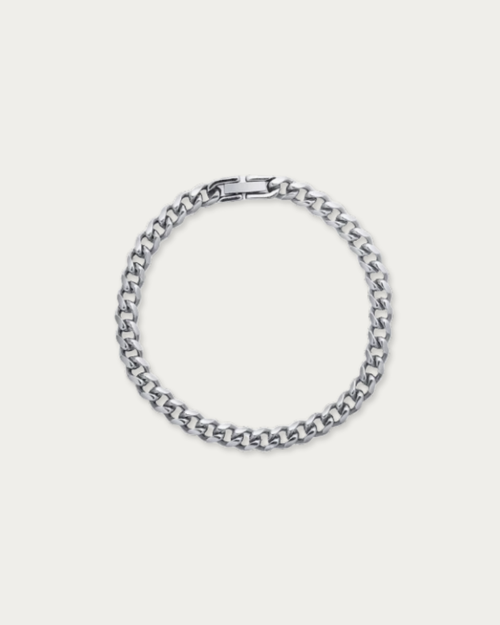 MNML Carter Fold-Over Cuban Chain Bracelet in 316L steel silver — front view, Cuban bracelet Malaysia