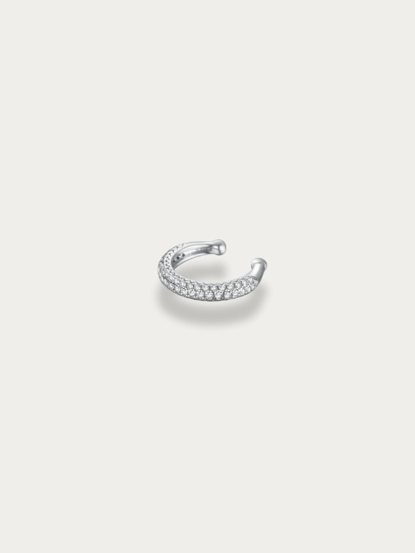 MNML Celine Pavé Single Ear Cuff in 925 silver with CZ — front view, no piercing ear cuff Malaysia