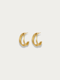 MNML Charlotte Dual Texture Hoop Earrings in gold titanium steel — front view, hoop earrings Malaysia
