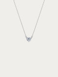 Cherish Heart Spark Necklace with a heart-cut cubic zirconia between two accent stones on 925 sterling silver, front view
