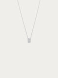 Cielo rolling pendant necklace with a fully pavé-set CZ cylinder in silver tone on 925 sterling silver, front view