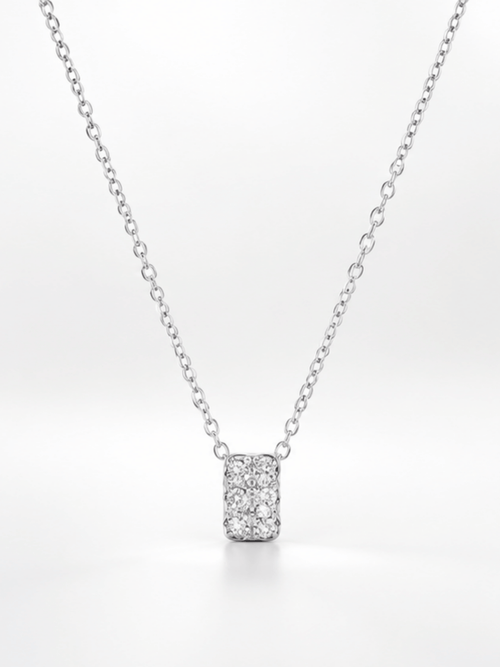 Close-up of the pavé cubic zirconia covering the Cielo rolled pendant