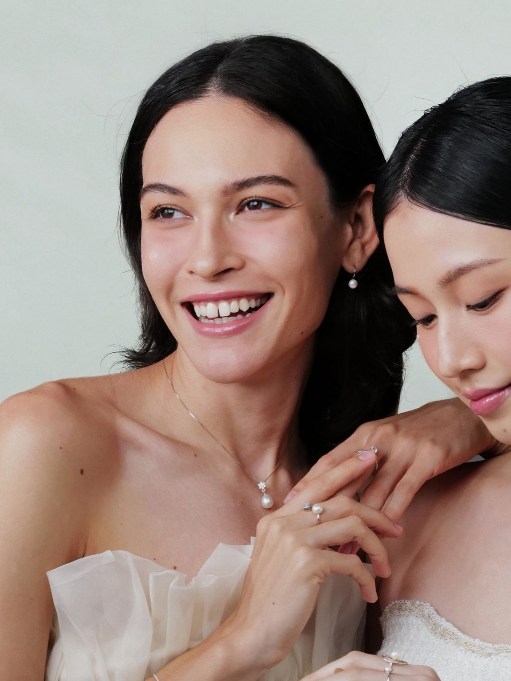 Clara Snow Pearl Necklace worn on the neck