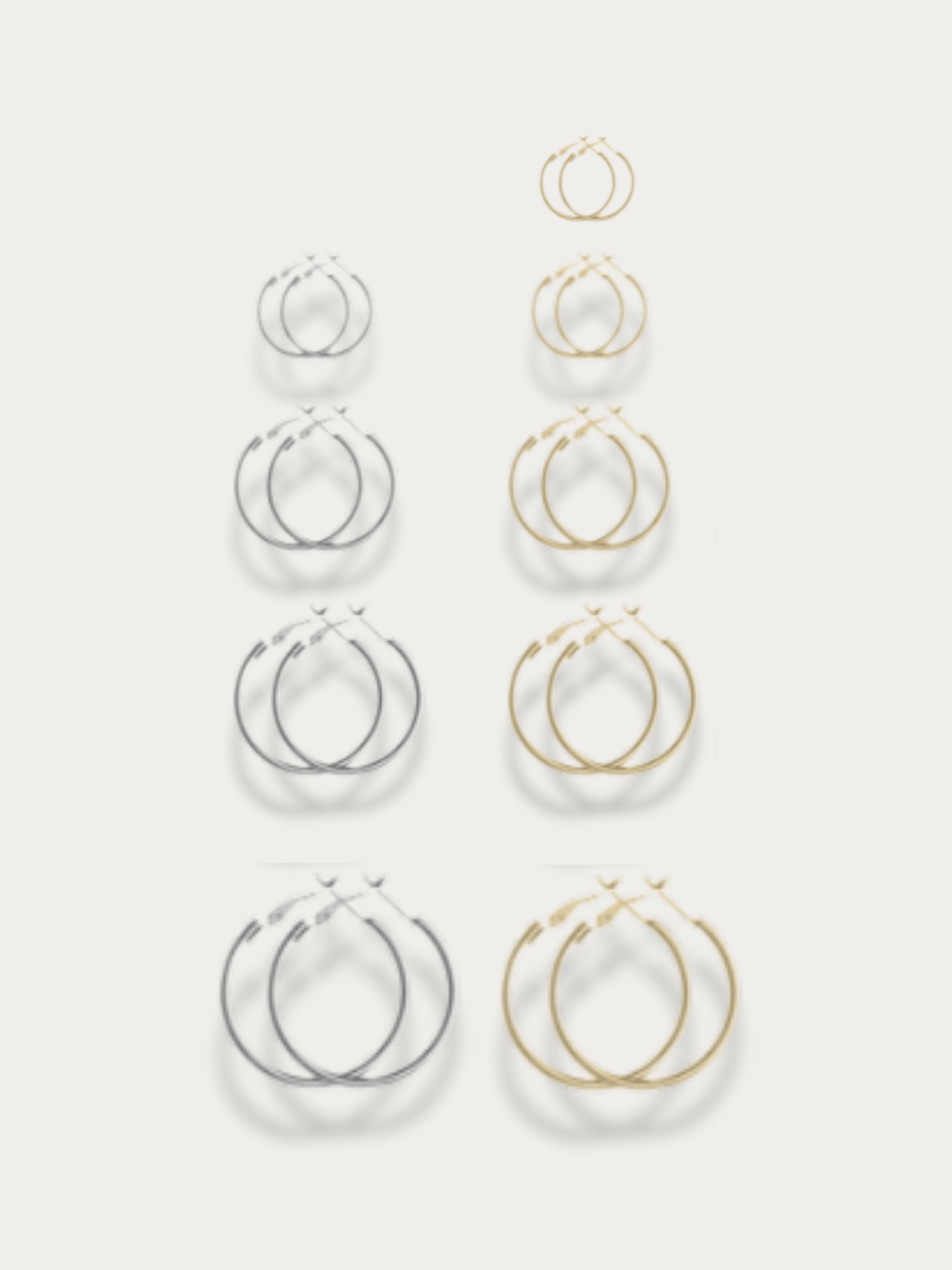 MNML Classic Thin Essential Hoop Earrings size scale reference — 20mm to 80mm range stainless steel