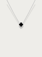 MNML Clover Duo Cable Chain Necklace titanium black enamel side — front view, clover necklace Malaysia