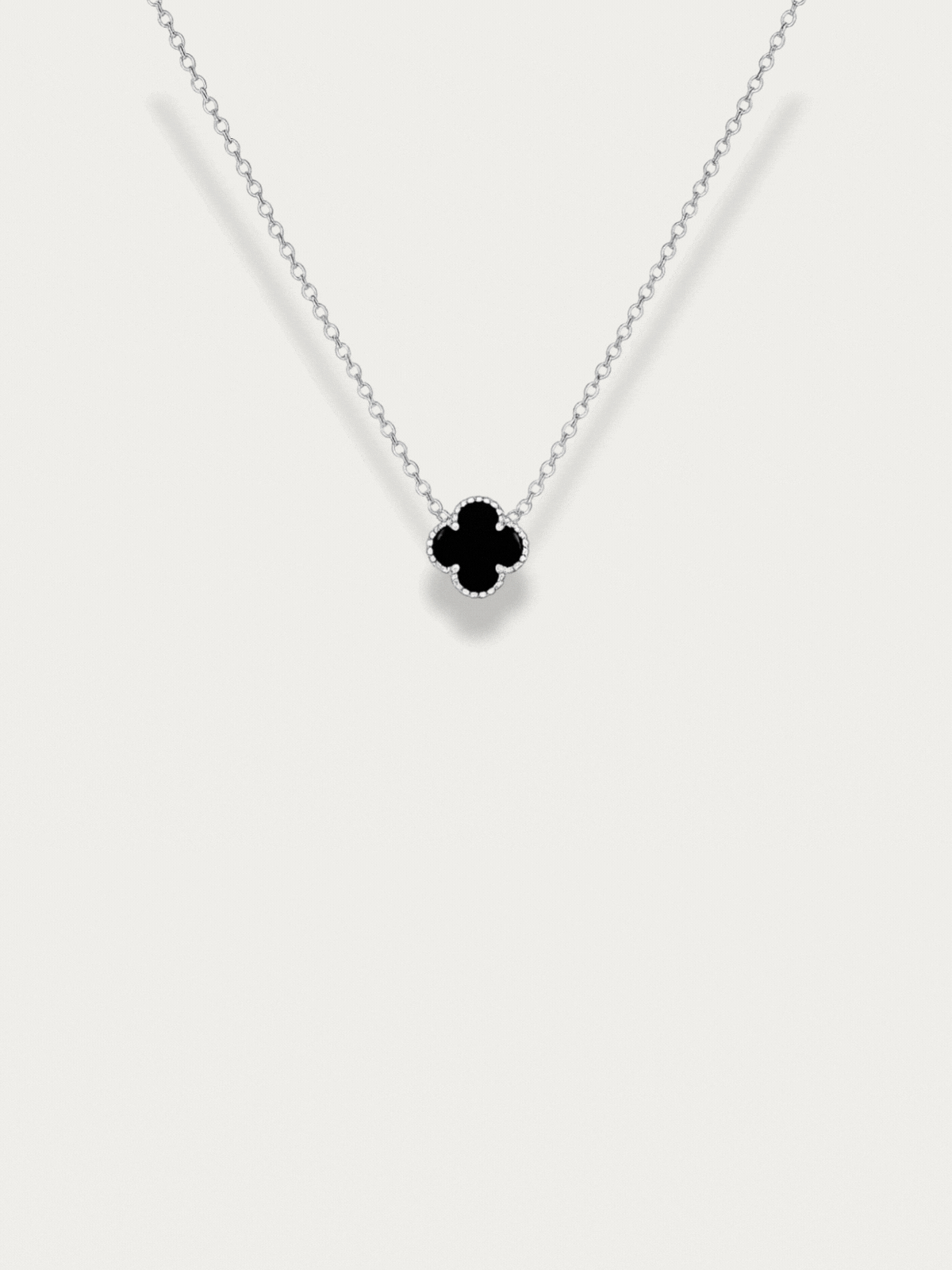 MNML Clover Duo Cable Chain Necklace titanium black enamel side — front view, clover necklace Malaysia