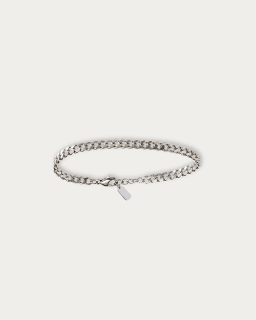 MNML Colin Classic Curb Chain Bracelet in 316L steel silver — front view, curb chain bracelet Malaysia