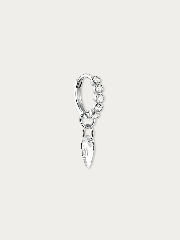 MNML Cora Prism Stone Single Hoop Earring in 925 silver — front view, stone drop hoop earring Malaysia