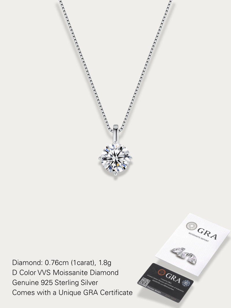 MNML Cosette Classic Moissanite Necklace 1ct in 925 silver — front view, moissanite necklace Malaysia