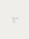 MNML Crescent Moon and Star Single Flatback Stud in 925 silver rhodium — front view, celestial earring Malaysia