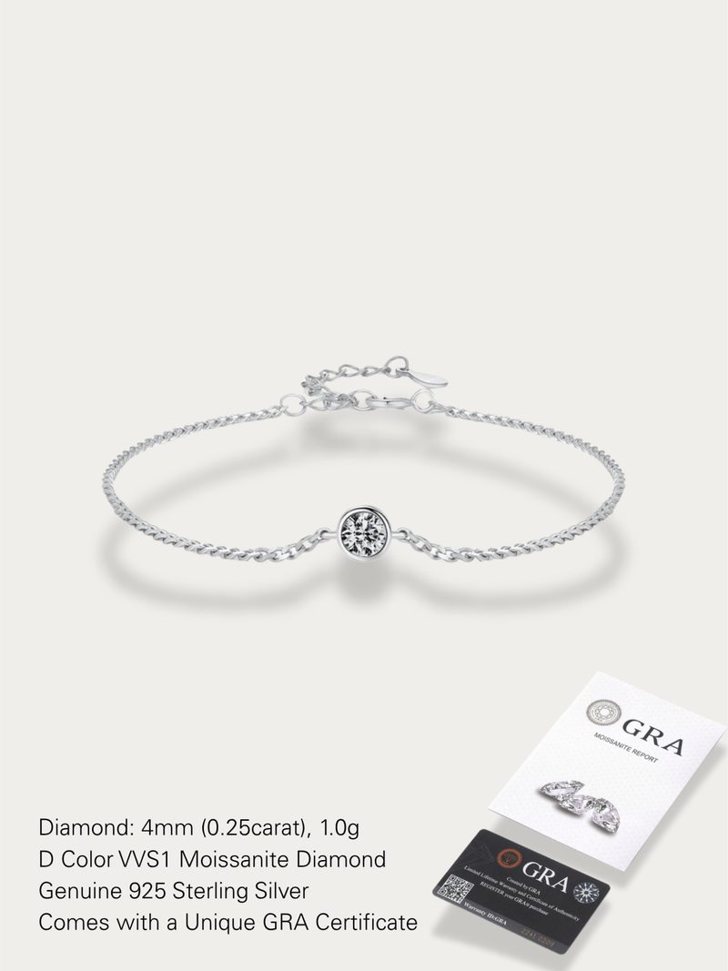 Daphne Moissanite Solitaire Bracelet in 925 sterling silver