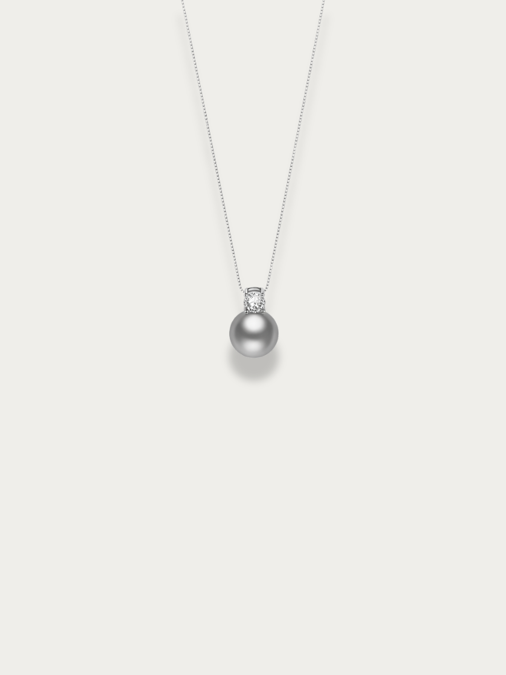 Diana Grey Pearl Necklace with CZ accent, 925 sterling silver