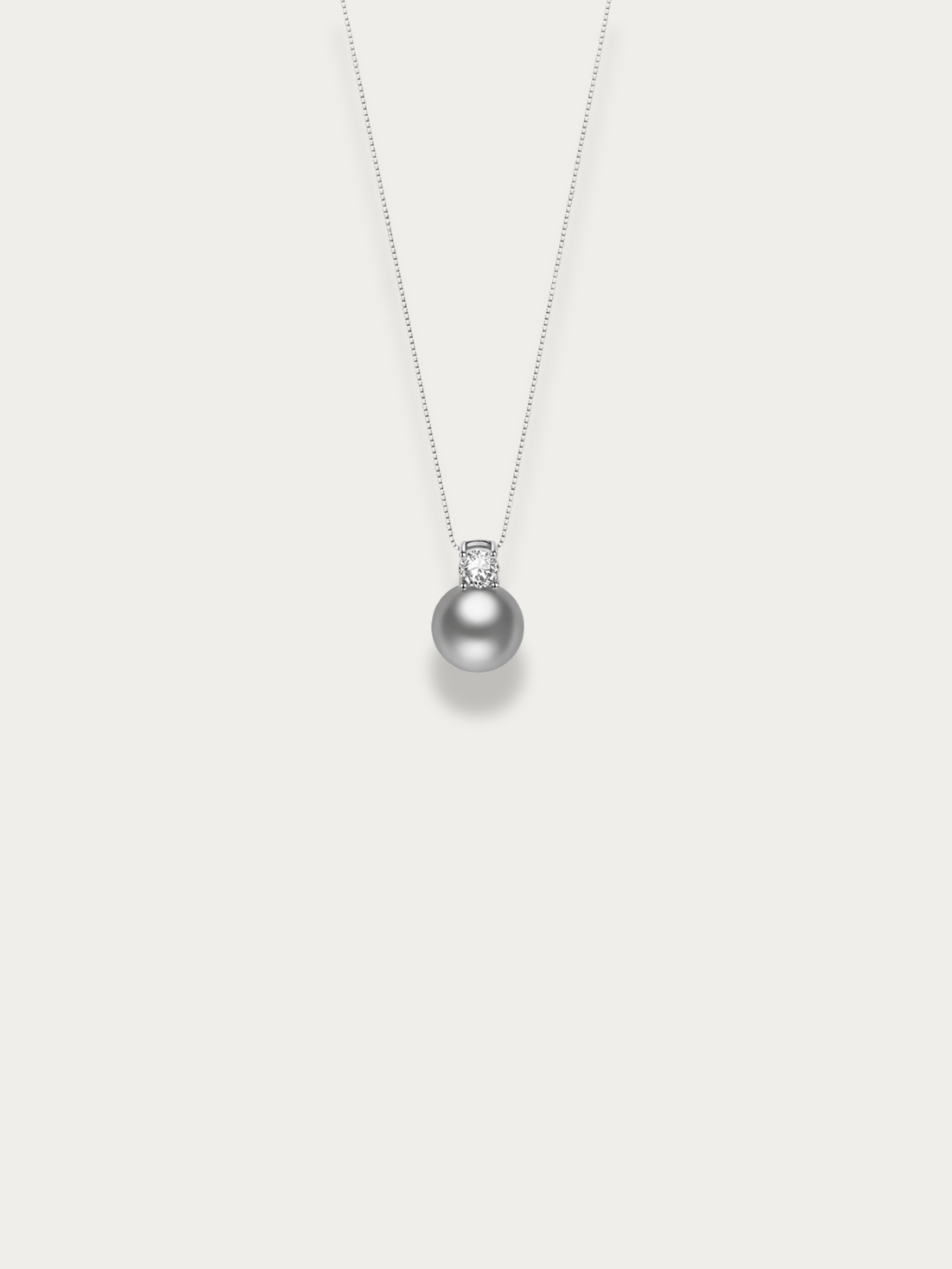 Diana Grey Pearl Necklace with CZ accent, 925 sterling silver