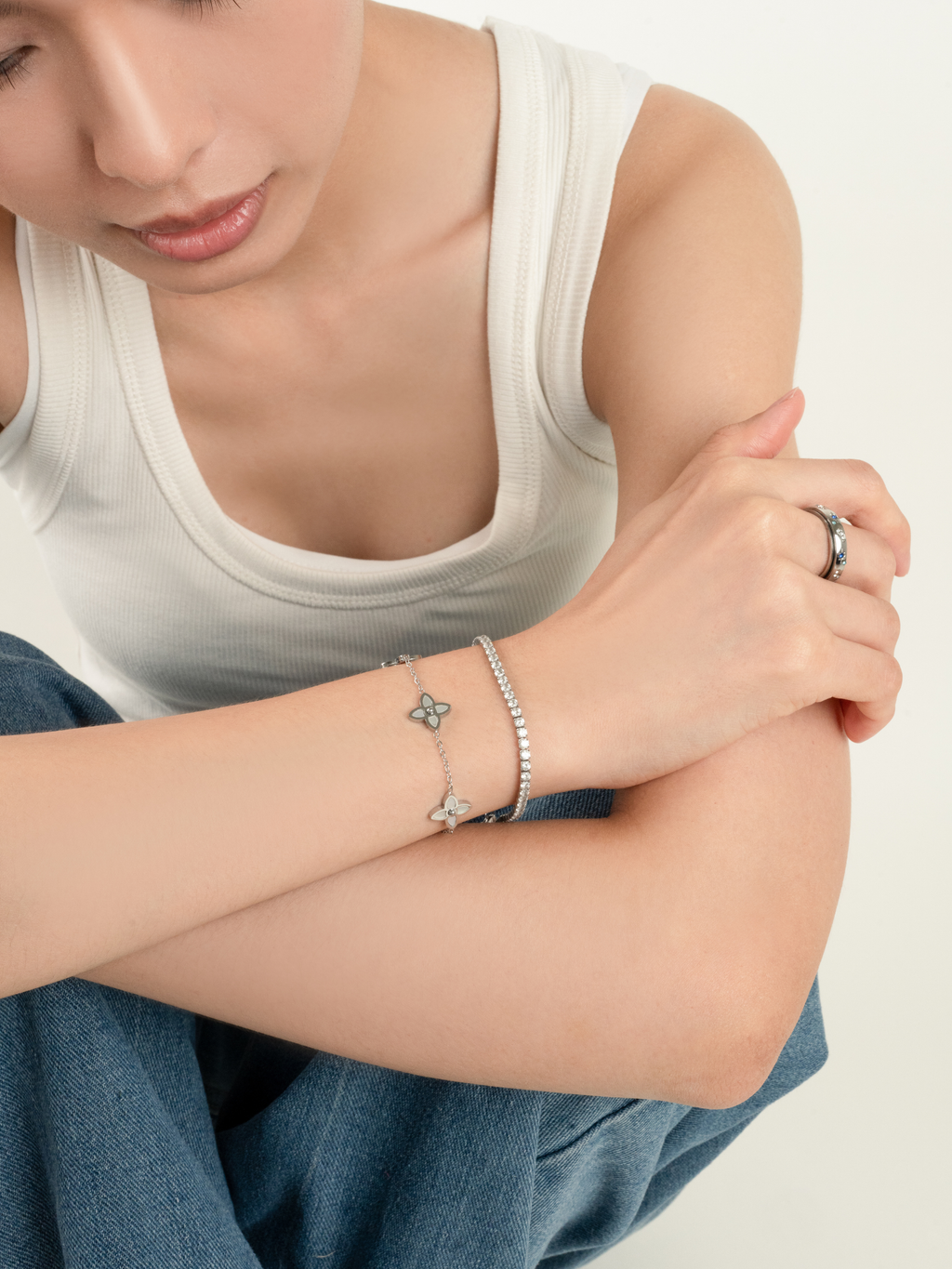 MNML Elements Classic Tennis Bracelet 3mm worn on wrist