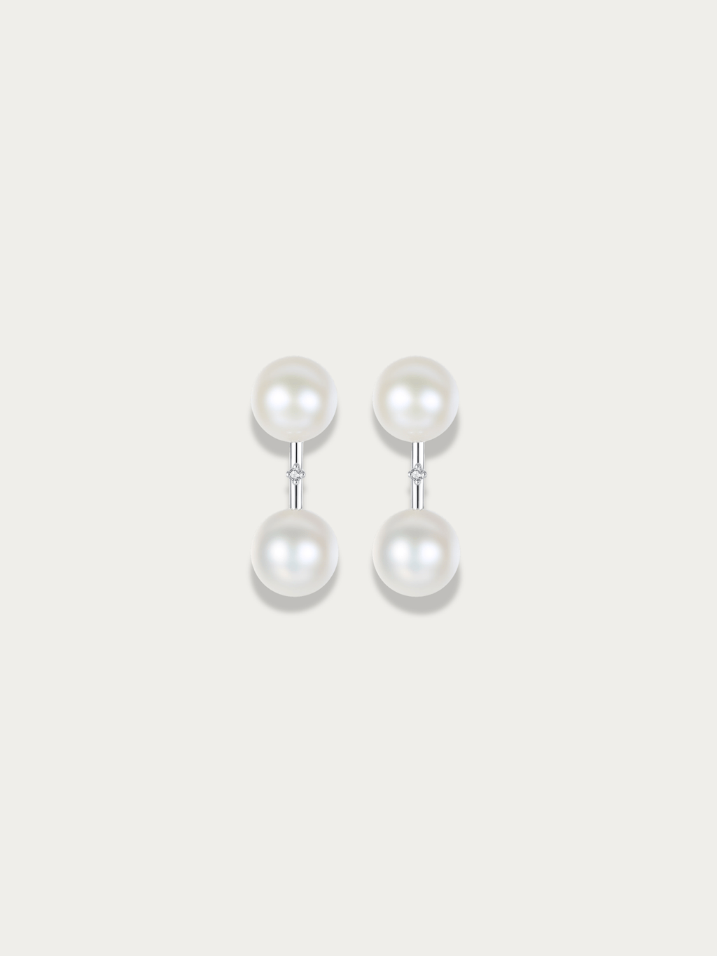 Elena Double Pearl Earrings in 925 sterling silver