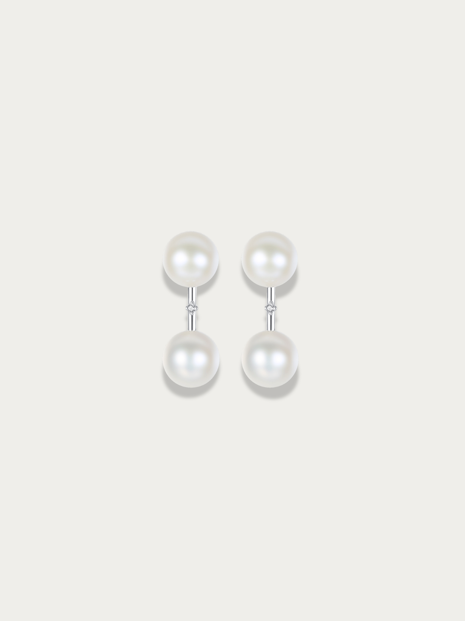 Elena Double Pearl Earrings in 925 sterling silver