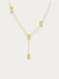 MNML Elia Daisy Lariat Necklace in stainless steel gold — gold daisy lariat necklace Malaysia