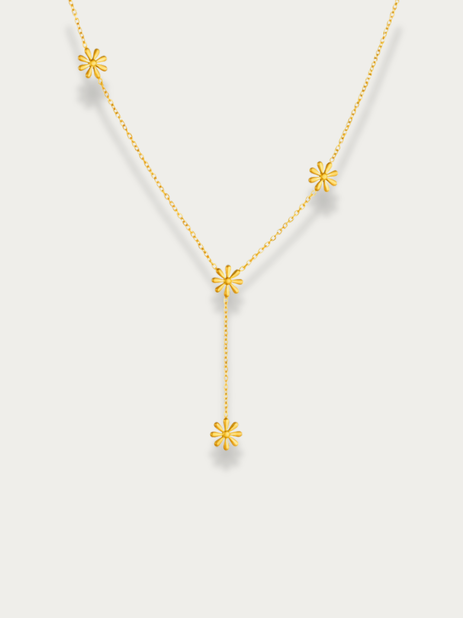 MNML Elia Daisy Lariat Necklace in stainless steel gold — gold daisy lariat necklace Malaysia
