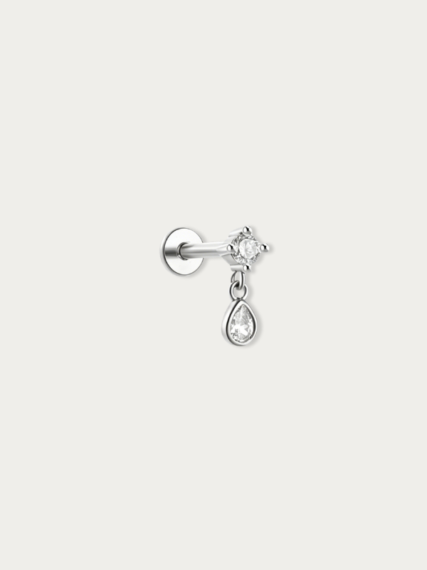 MNML Elia Teardrop Flatback Stud in 925 silver with CZ — front view, teardrop earring Malaysia