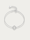 Élise Hollow Clover Bracelet in 925 sterling silver with pavé CZ outline